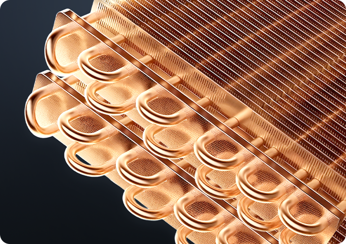 Pure copper evaporator and condenser tubes inside the Newentor portable air conditioner