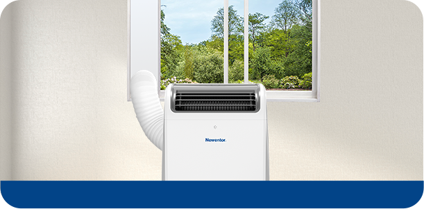 Portable air conditioner exhaust hose fitted to a sliding window