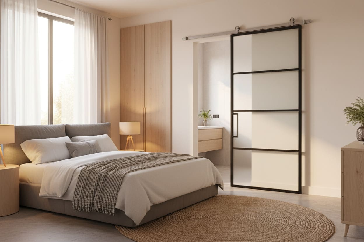 choose a sliding door for small master bedroom