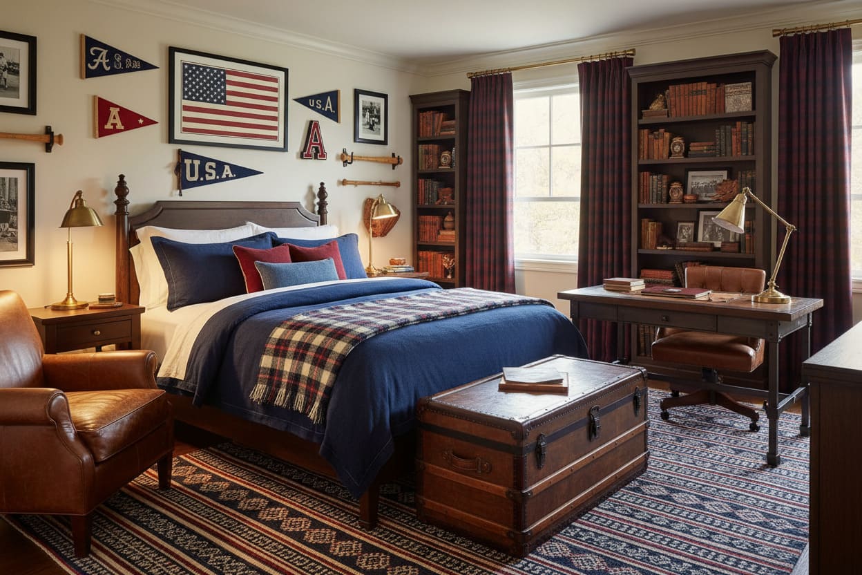 classic americana teenage boy bedroom idea