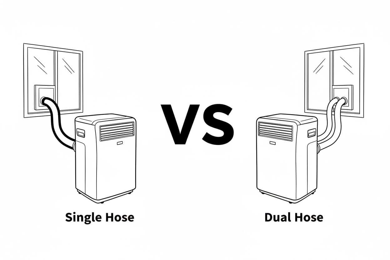 dual hose vs single hose portable ac