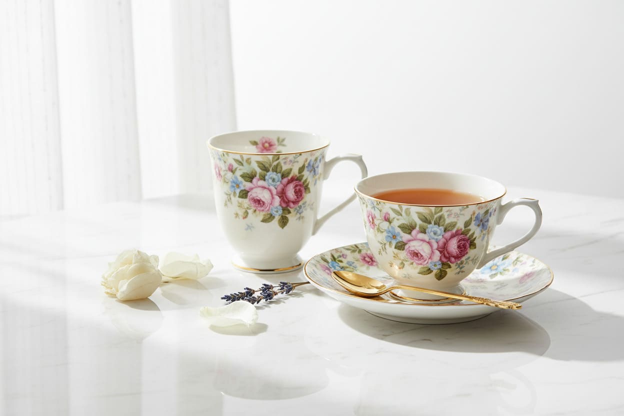 teacup saucer & ceramic mug set