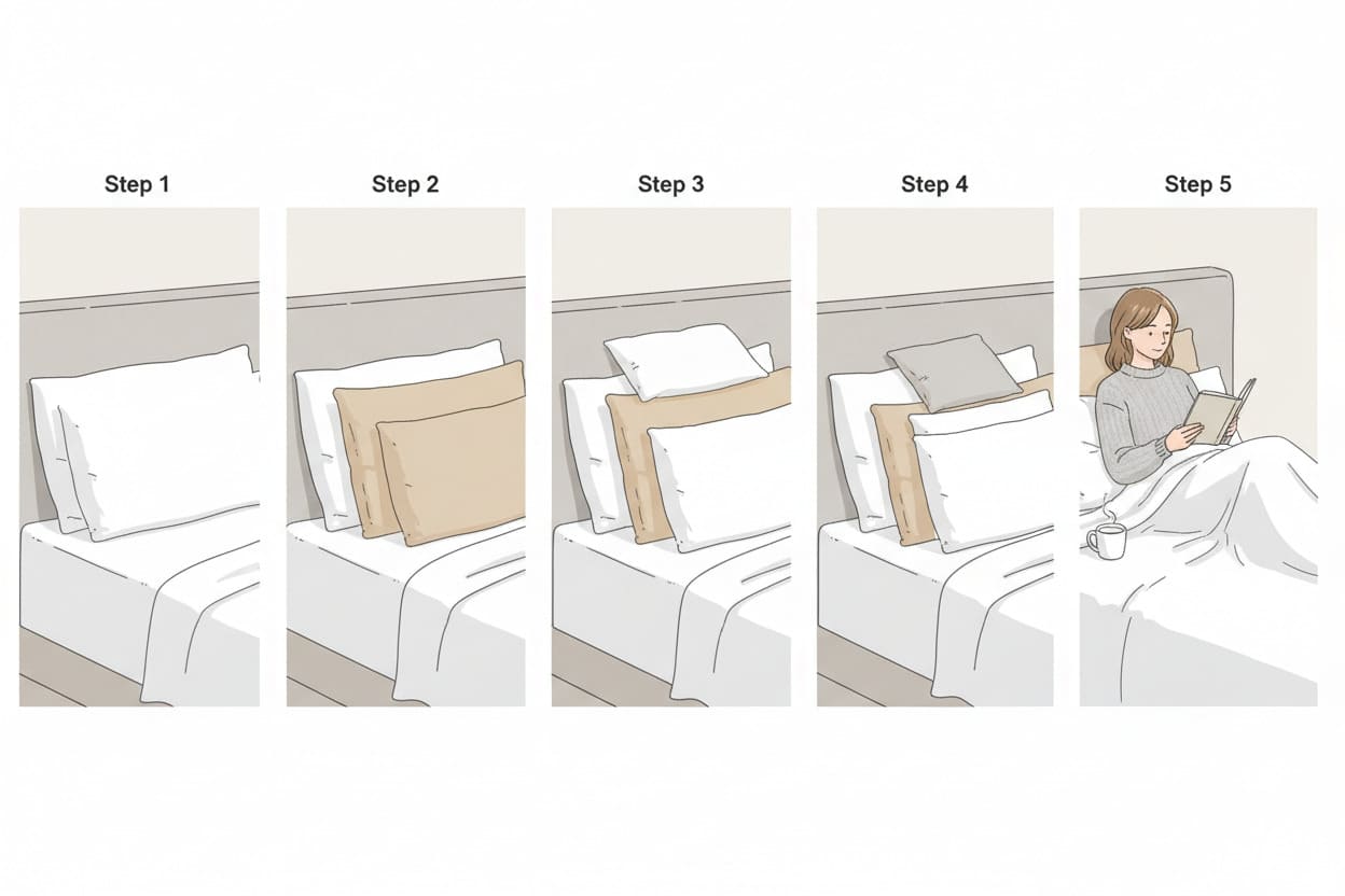 how to arrange pillows to sit upright in bed