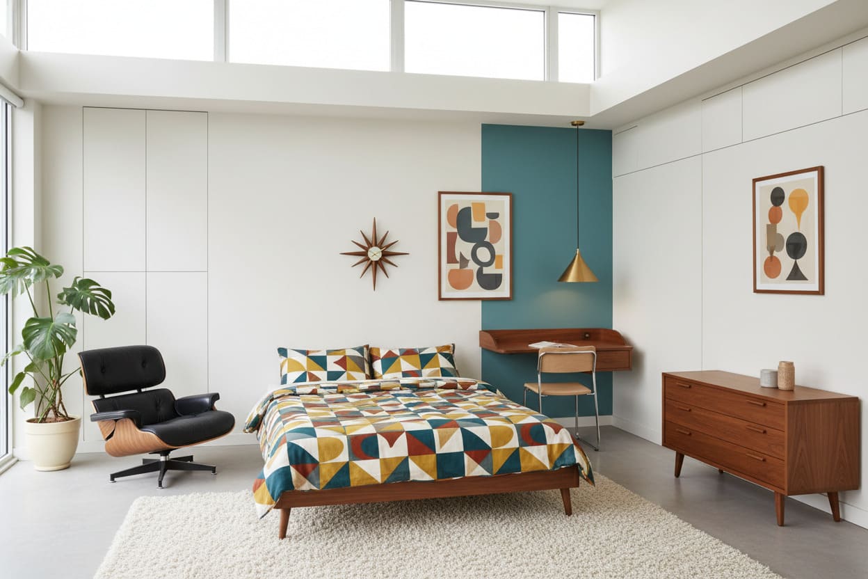 mid-century modern bedroom style