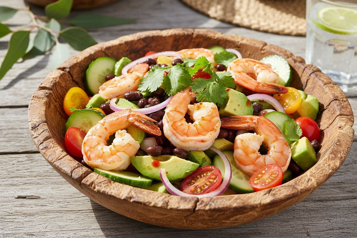 prawn and black bean salad