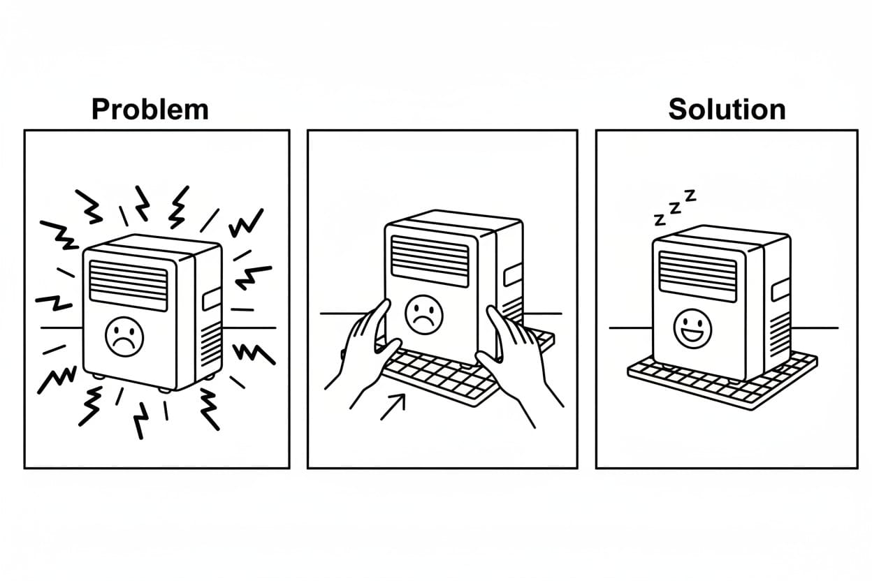 how to stop loud rattling and vibrations form portable ac