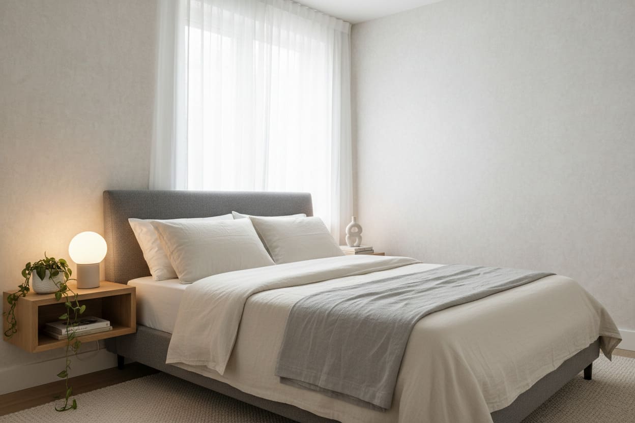 swap nightstands for floating shelves