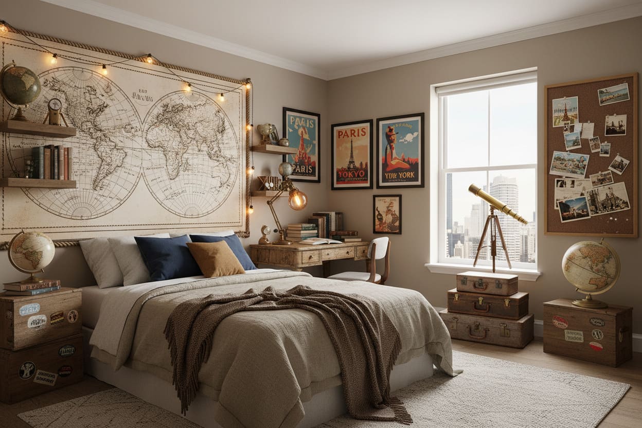 the global traveler bedroom idea