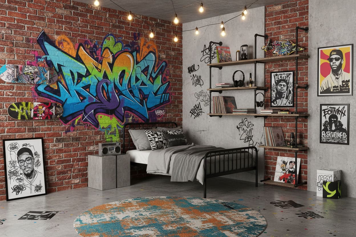 urban street art teenage boys bedroom