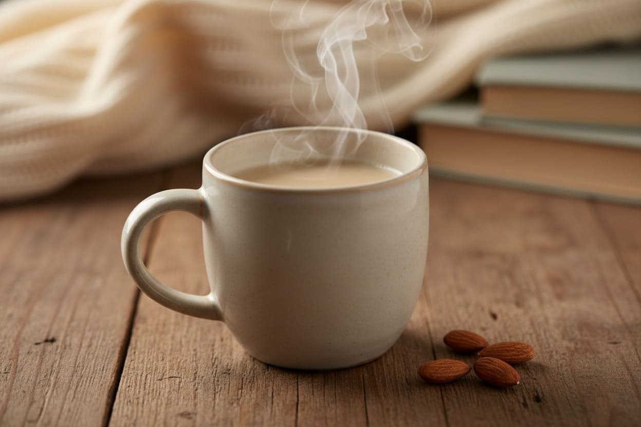 warm unsweetened almond milk