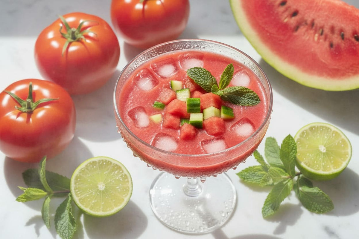 watermelon and tomato gazpacho cool version