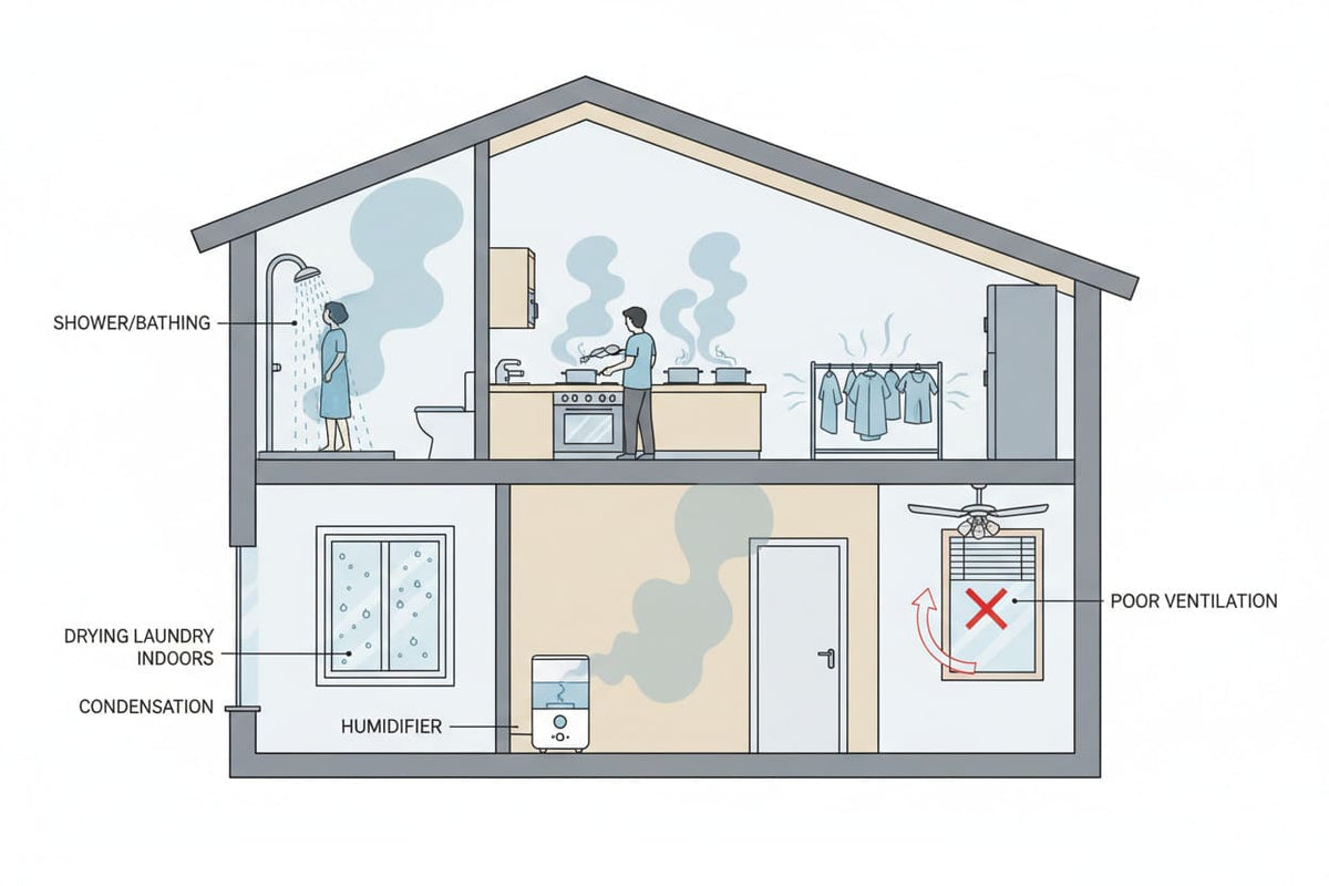 Common sources of high humidity inside a home